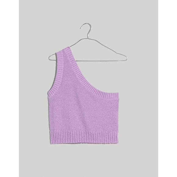 Madewell Textural One Shoulder Sweater / Aster Bloom / Medium - Picture 2 of 5